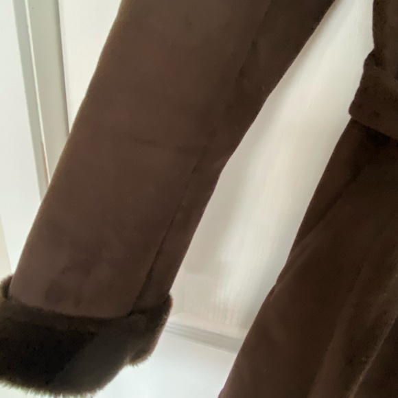Liz Claiborne Dark Brown Faux Fur Lined Belted Fall Casual  Coat- Sz-M - Picture 5 of 16